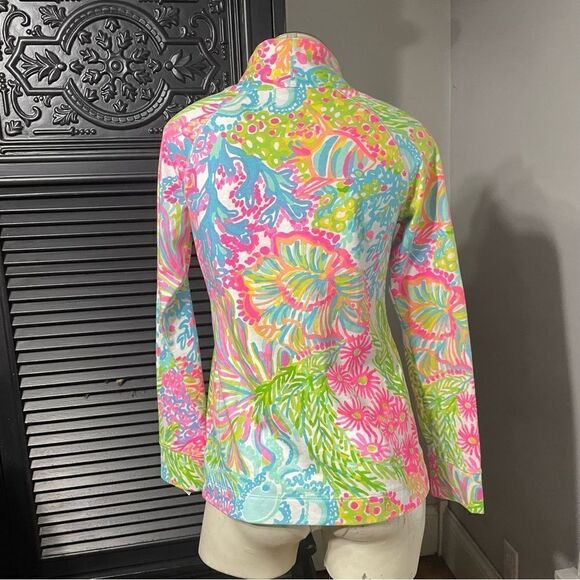 LILLY‎ PULITZER CAPTAIN POPOVER CORAL REEF BRIGHTS Half Zip Long Sleeve Shirt XS - Picture 2 of 5